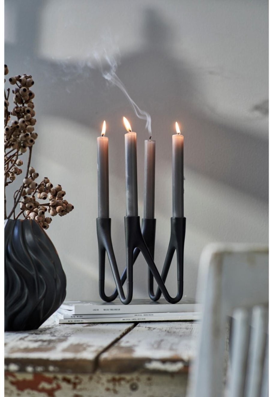 Mors Roots Kerzenstnder 4 Arme H16 cm, Schwarz