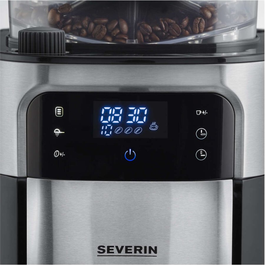 Severin Kaffemaskine m. Kvrn 1,25 L, Stl/Sort