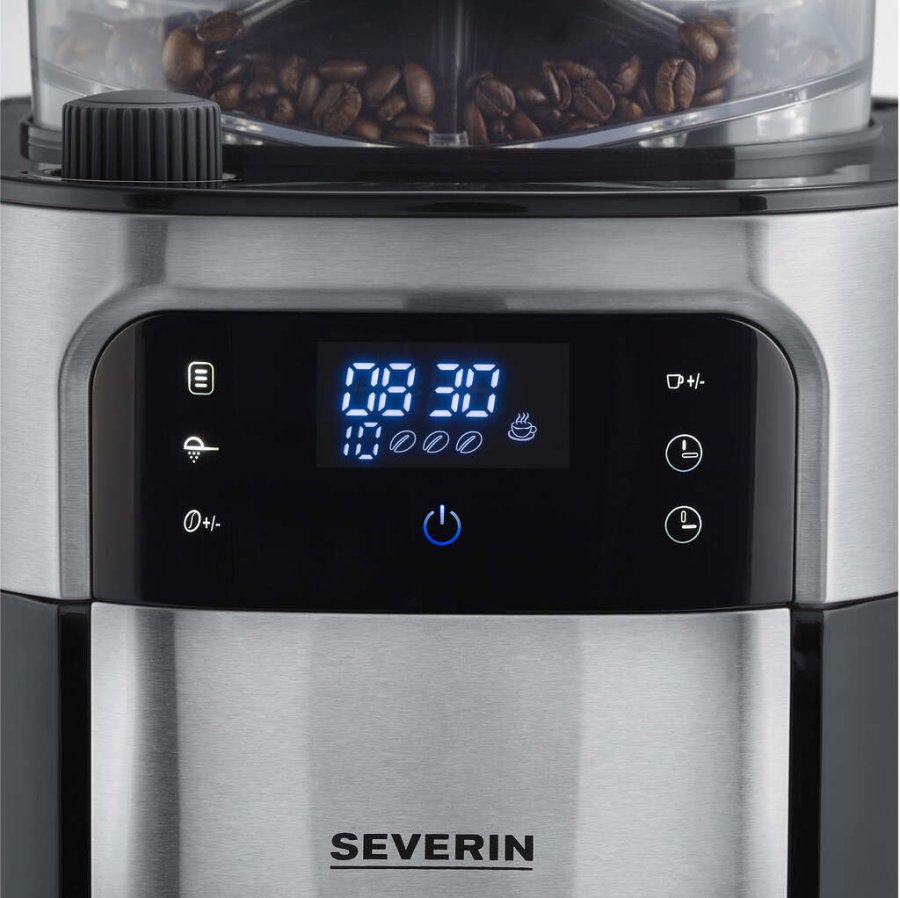 Severin Kaffemaskine m. Kvrn 1,25 L, Stl/Sort