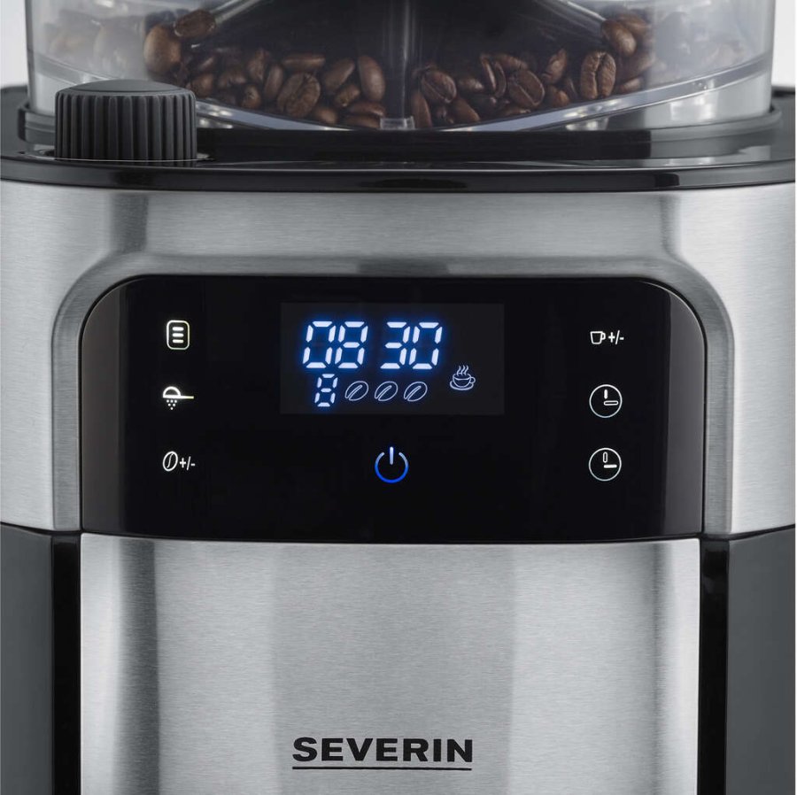 Severin Kaffemaskine m. Kvrn 1 L, Stl/Sort