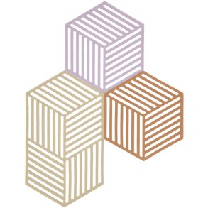 Zone Denmark Hexagon Bordskåner 3 stk, Lupine/Warm Sand/Light Terracotta