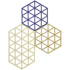 Zone Denmark Sechseckige Tischsets 3er Set, Khaki/Warm Sand/Indigo