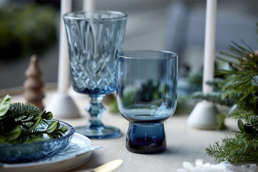 Lyngby Glas Sorrento Wasserglas 4er Set 30 cl, Blau