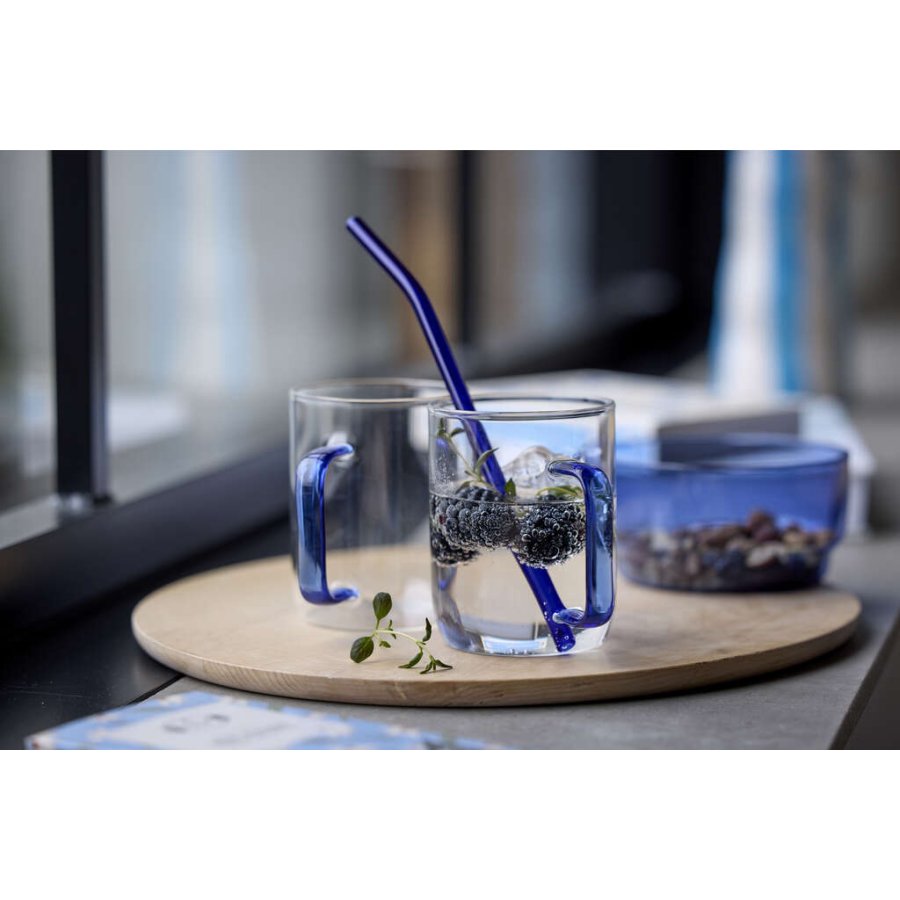 Lyngby Glas Stroh 4er Set 21,5 cm, Blau