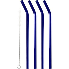 Lyngby Glas Sugerør 4 stk. 21,5 cm, Blå