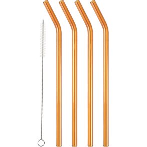 Lyngby Glas Sugerør 4 stk. 21,5 cm, Amber