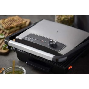 HOLM Paninigrill 2000W, Sølv/Sort