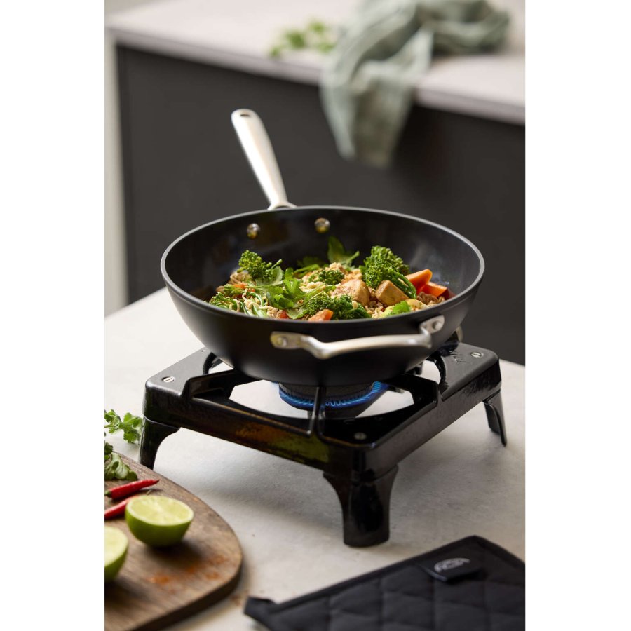 Pillivuyt Gourmet Travo Wok m. Keramisk Non-stick Belgning 28 cm, Sort