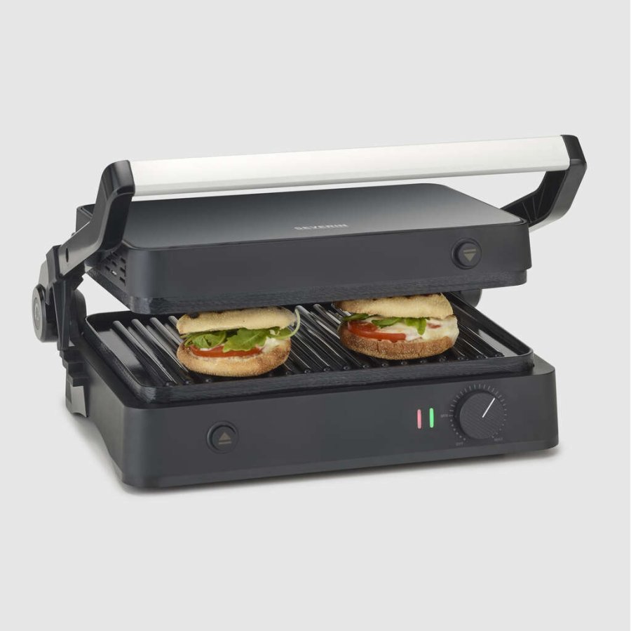 Severin Sevini Lite Paninigrill 1800W, Sort/Stl