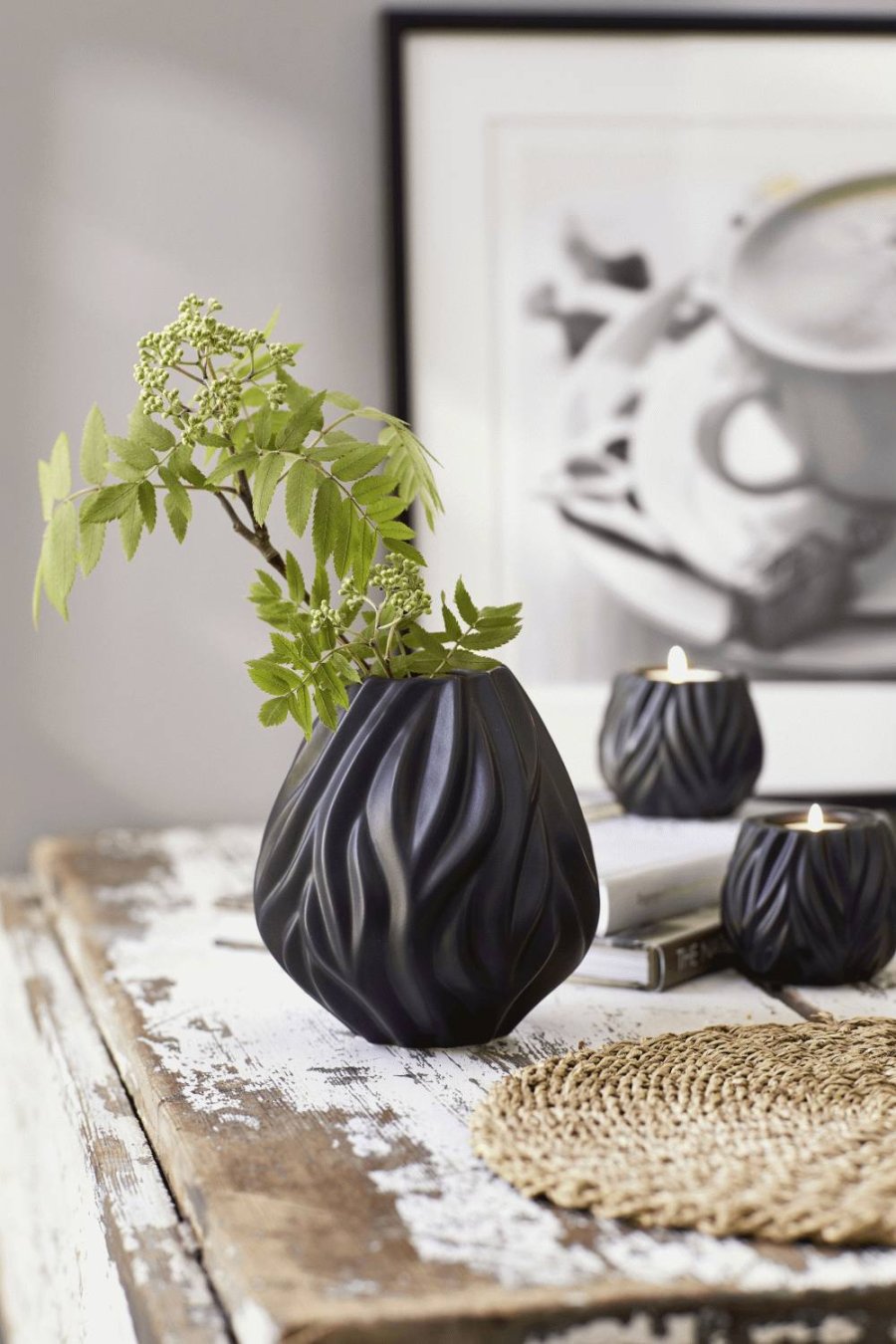 Mors Flame Vase H19 cm, Sort