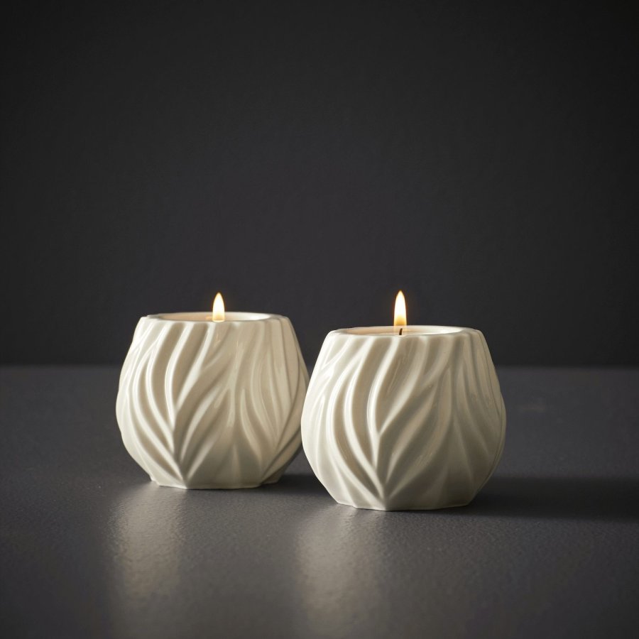 Morsø Flame Fyrfadsstage 2 stk. H6,8 cm, Hvid