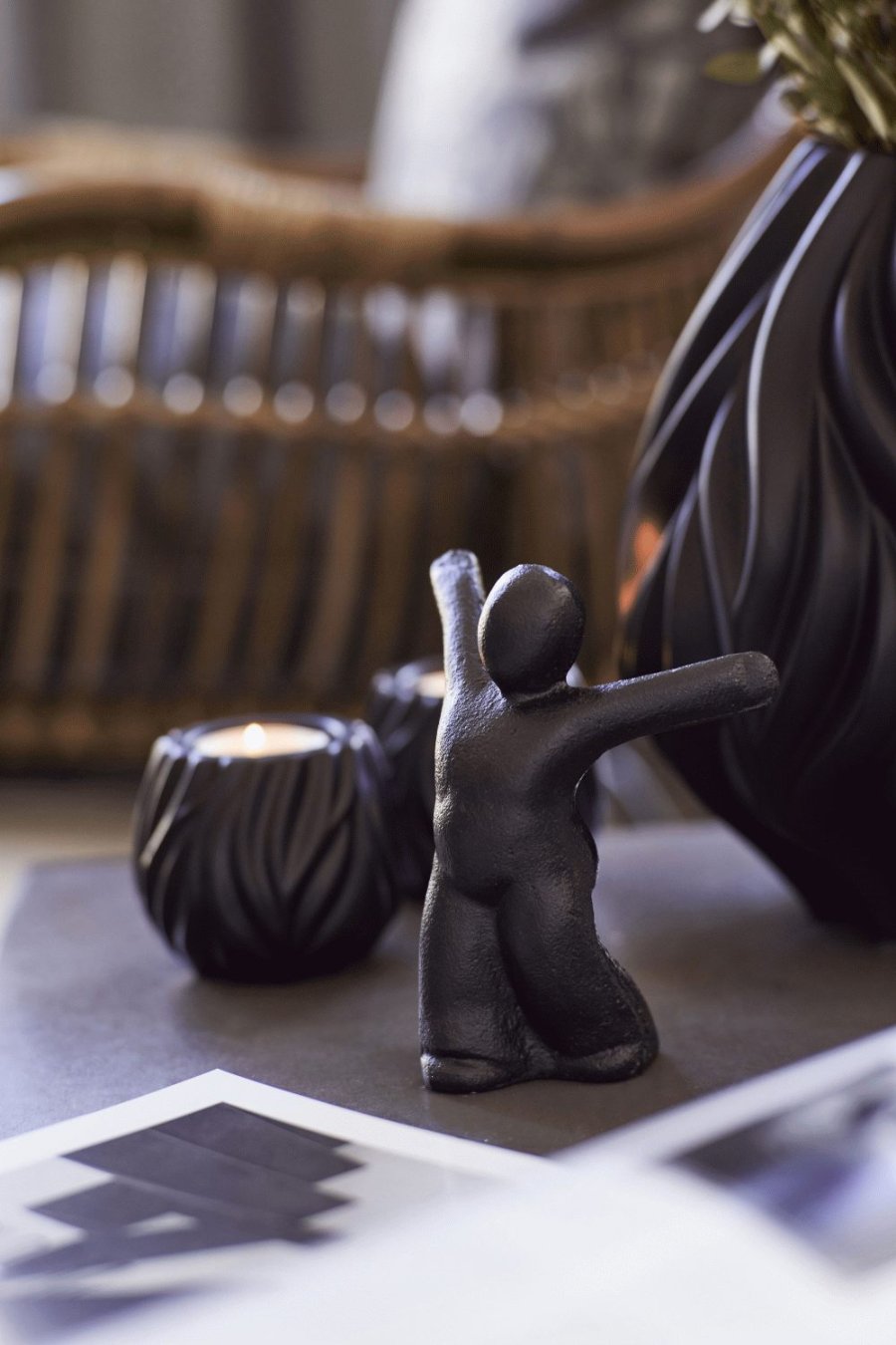 Mors Flame Teelichthalter 2er Set H6,8 cm, Schwarz