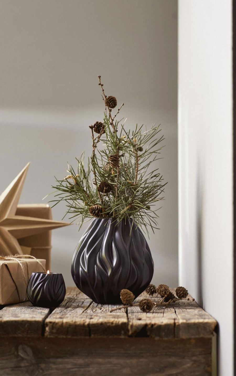 Mors Flame Teelichthalter 2er Set H6,8 cm, Schwarz