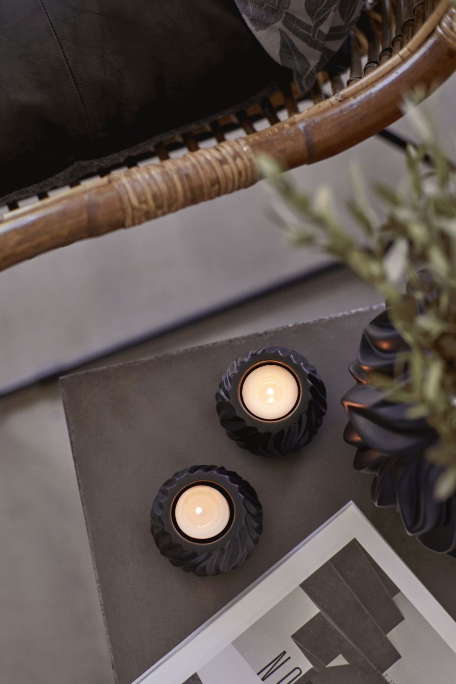 Mors Flame Teelichthalter 2er Set H6,8 cm, Schwarz