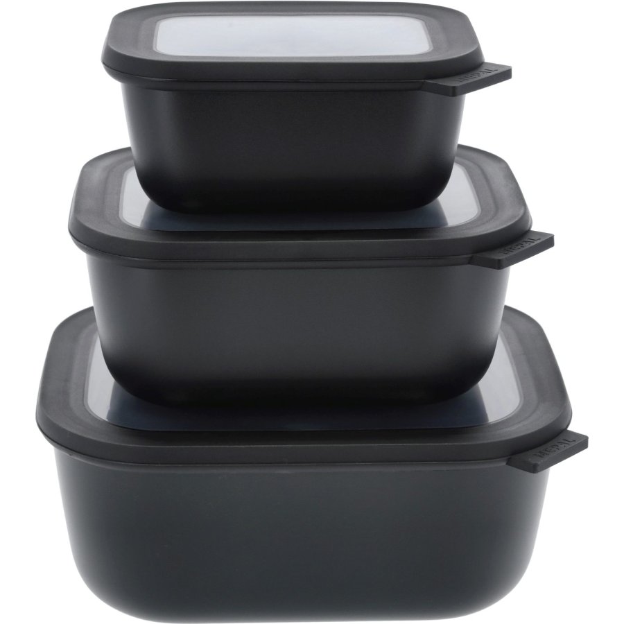 Mepal Cirqula Hohes rechteckiges Schsselset mit Deckel 2er Set, Schwarz