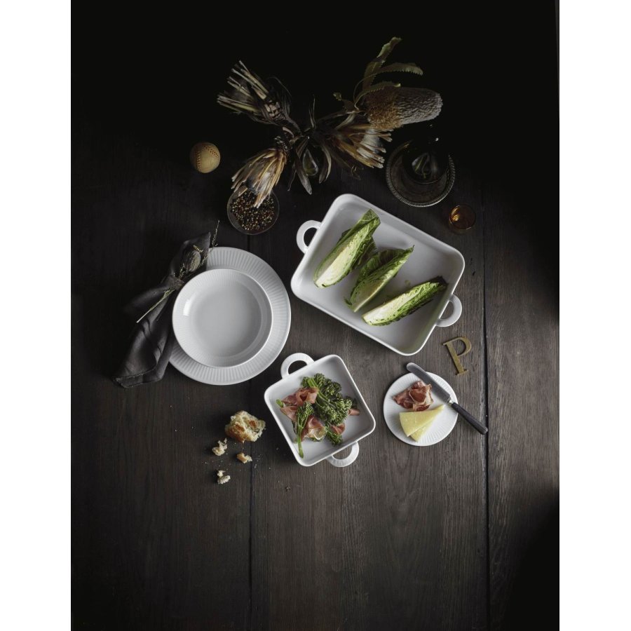 Pillivuyt Plissé Dyb Salat/Pastatallerken 23 cm, Hvid