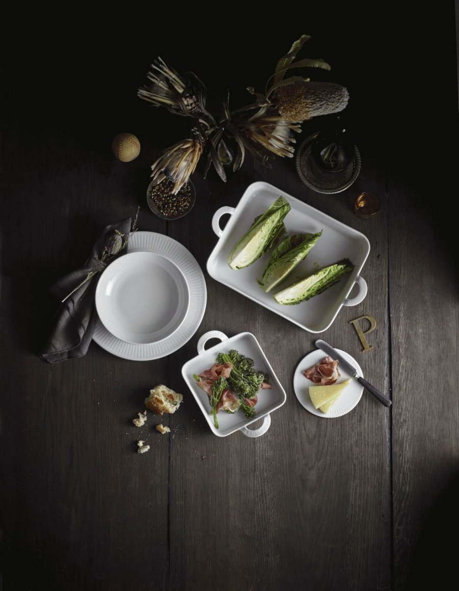 Pillivuyt Plissé Dyb Salat/Pastatallerken 23 cm, Hvid