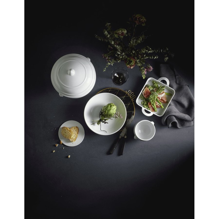 Pillivuyt Plissé Dyb Salat/Pastatallerken 23 cm, Hvid