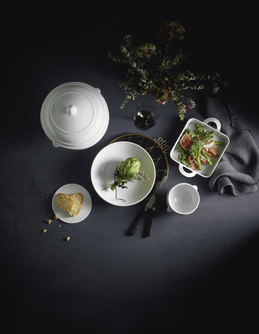 Pillivuyt Plissé Dyb Salat/Pastatallerken 23 cm, Hvid