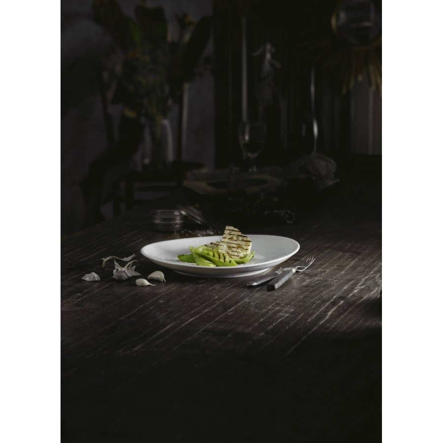 Pillivuyt Plissé Oval Steaktallerken 29,5 cm, Hvid