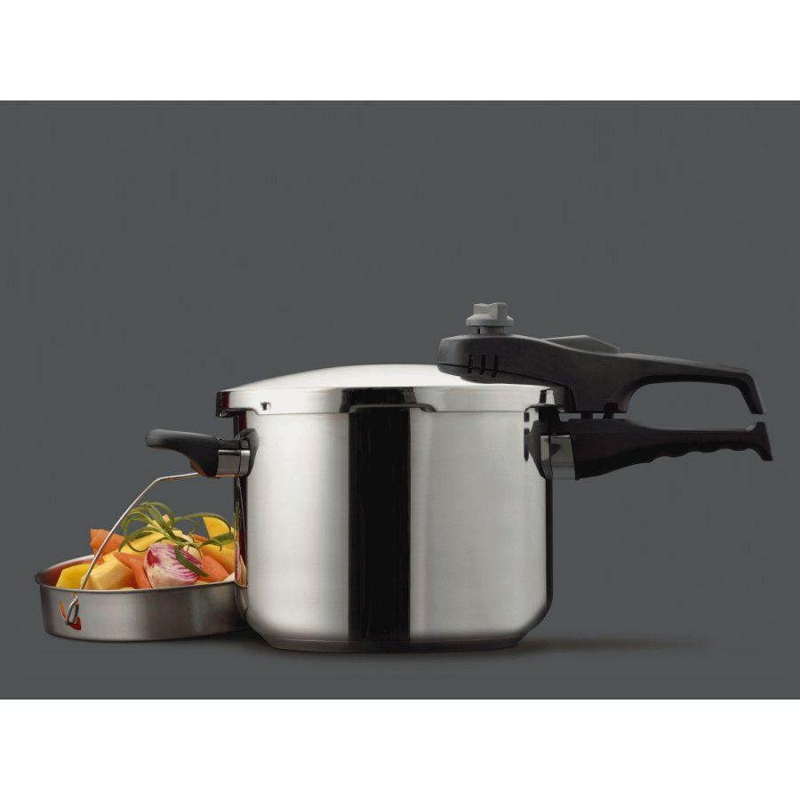 Funktion Schnellkochtopf mit Deckel und Korb 6 L, Stahl