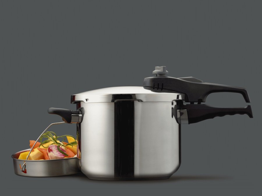 Funktion Schnellkochtopf mit Deckel und Korb 6 L, Stahl