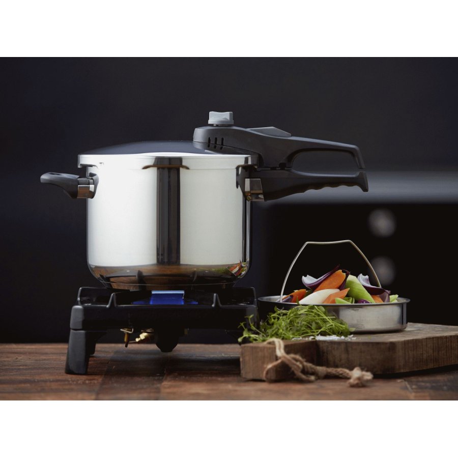 Funktion Schnellkochtopf mit Deckel und Korb 6 L, Stahl