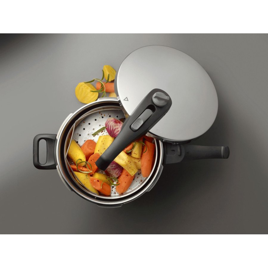 Funktion Schnellkochtopf mit Deckel und Korb 6 L, Stahl