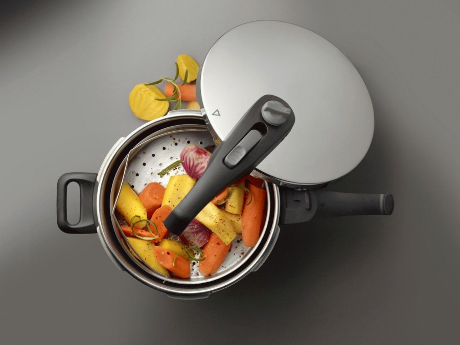 Funktion Schnellkochtopf mit Deckel und Korb 6 L, Stahl