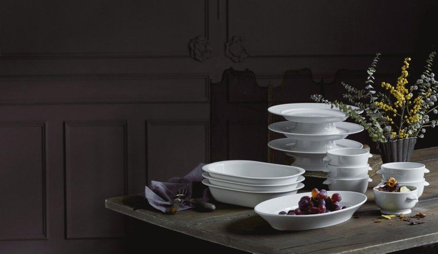 Pillivuyt Pliss Platte auf Sockel 31,5 cm, Wei