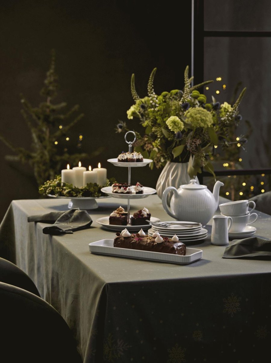 Pillivuyt Pliss Platte auf Sockel 31,5 cm, Wei