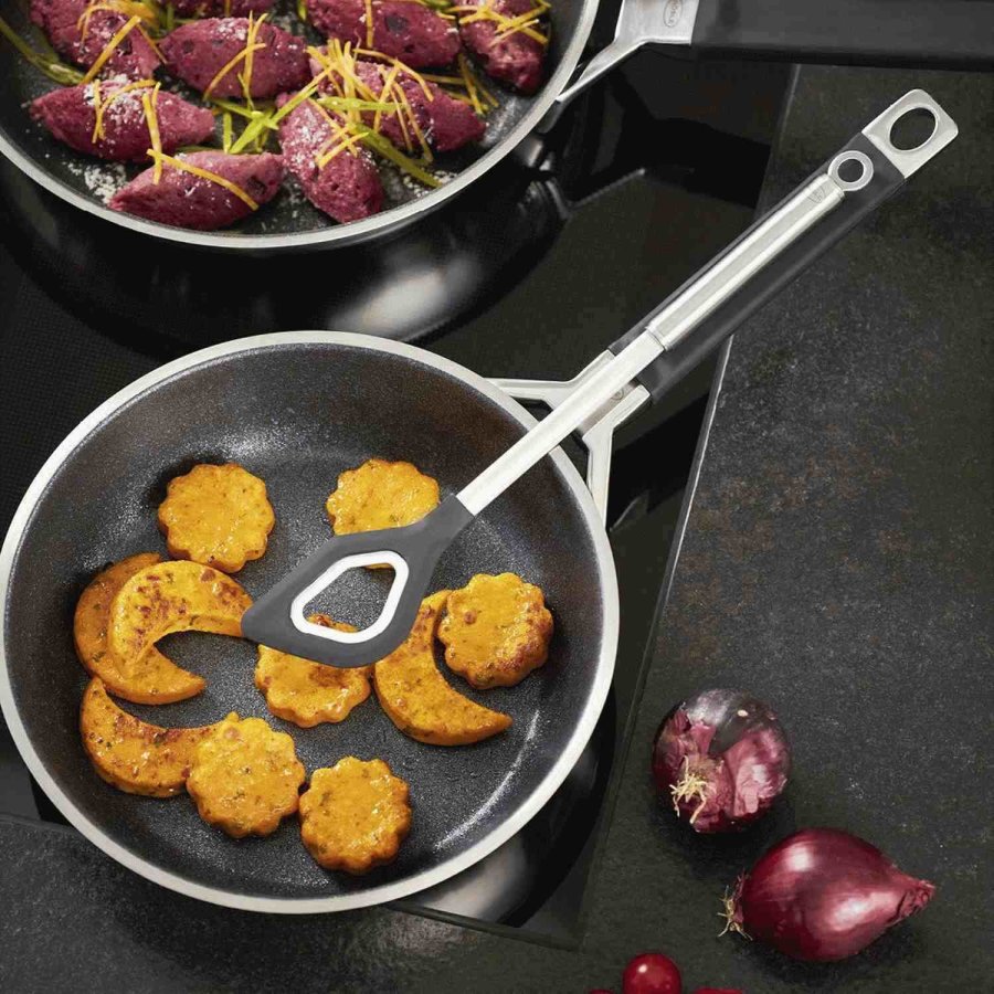 Rsle Kochlffel mit Loch, Stahl/Schwarz