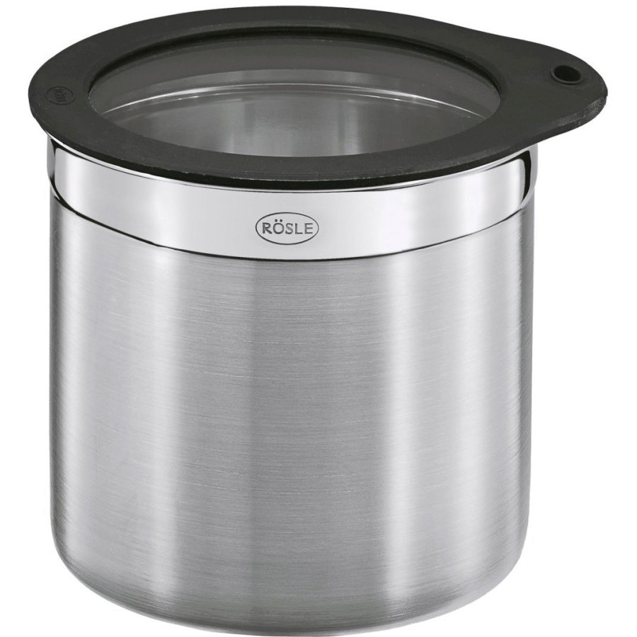 Rösle Aufbewahrungsbox mit Deckel 1,4 l, Stahl/Klar/Schwarz