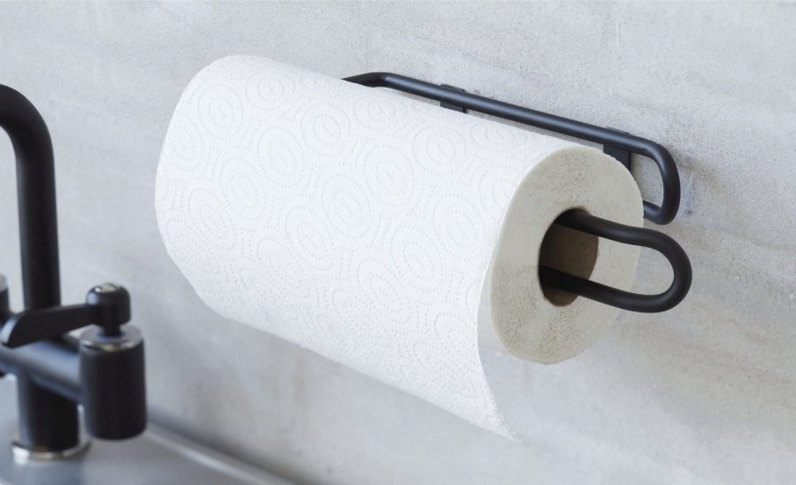 Funktion Wandmontierter Kchenrollenhalter H31,5 cm, Schwarz