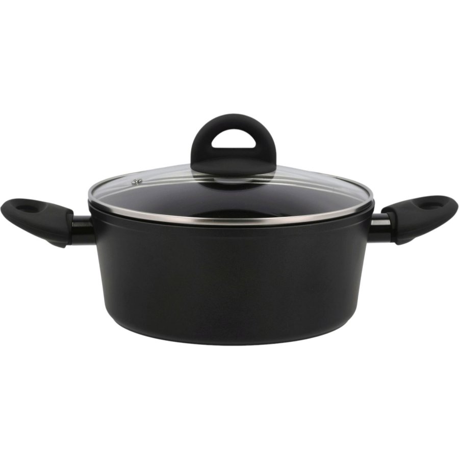 Funktion Ceramica Topf mit Glasdeckel 2,5 L, Schwarz Alu/Keramik