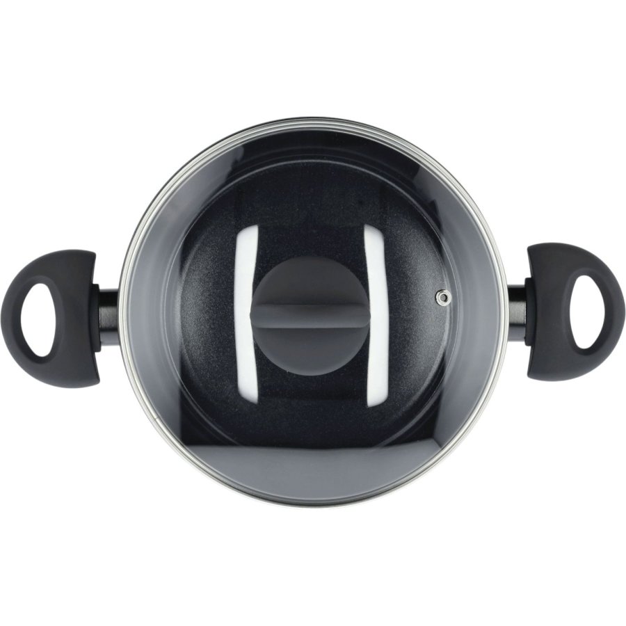 Funktion Ceramica Topf mit Glasdeckel 2,5 L, Schwarz Alu/Keramik