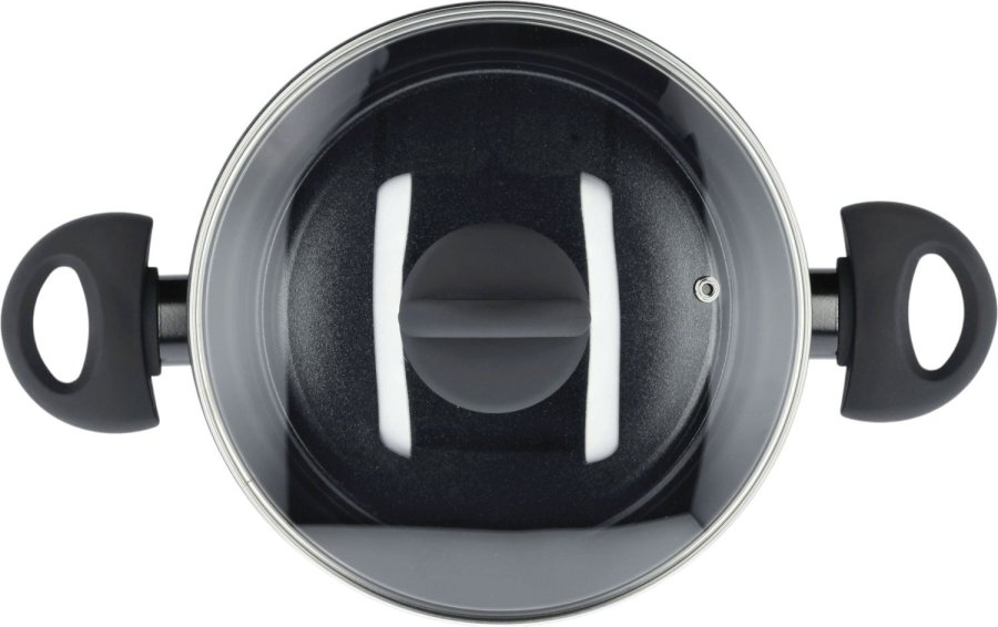 Funktion Ceramica Topf mit Glasdeckel 2,5 L, Schwarz Alu/Keramik