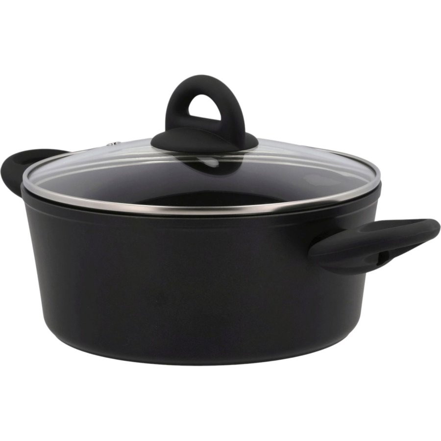 Funktion Ceramica Topf mit Glasdeckel 2,5 L, Schwarz Alu/Keramik