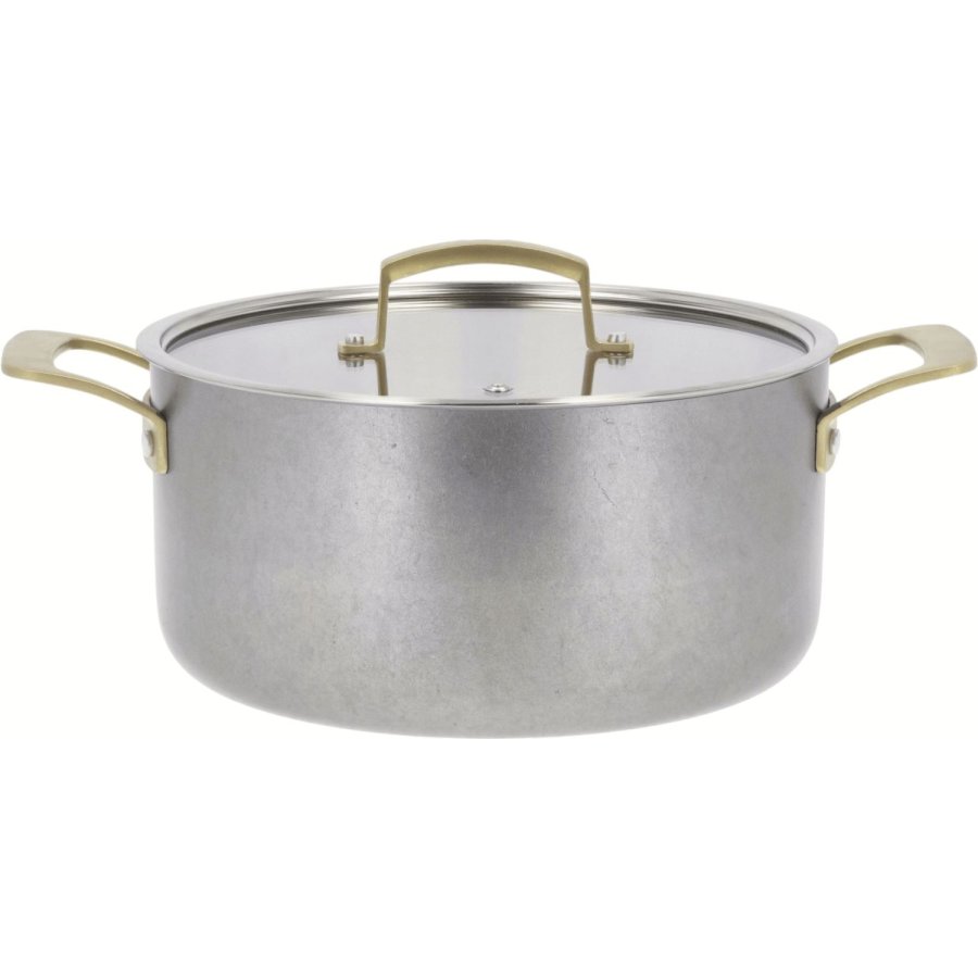 Pillivuyt Gourmet Durance Kochtopf mit Glasdeckel 24 cm/5 L, Edelstahl