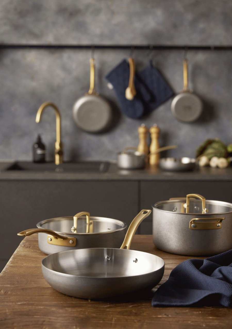 Pillivuyt Gourmet Durance Sautierpfanne mit Deckel 24 cm, Stahl rostfrei