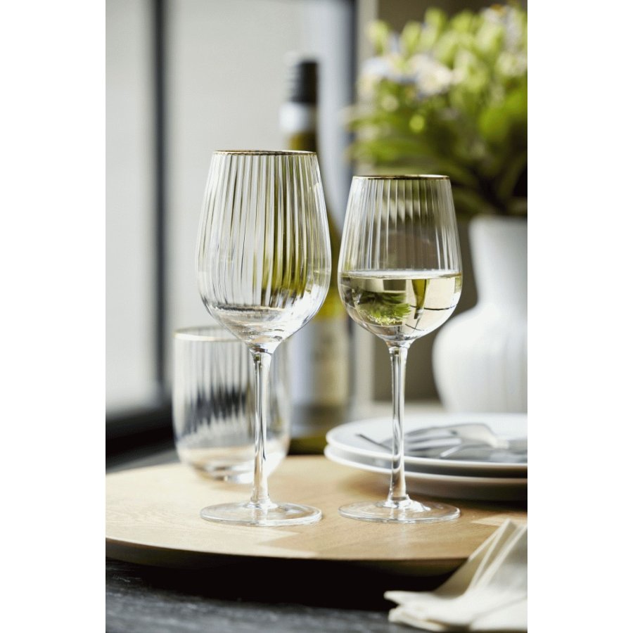 Lyngby Glas Palermo Gold Hvidvinsglas 4 stk. 30 cl