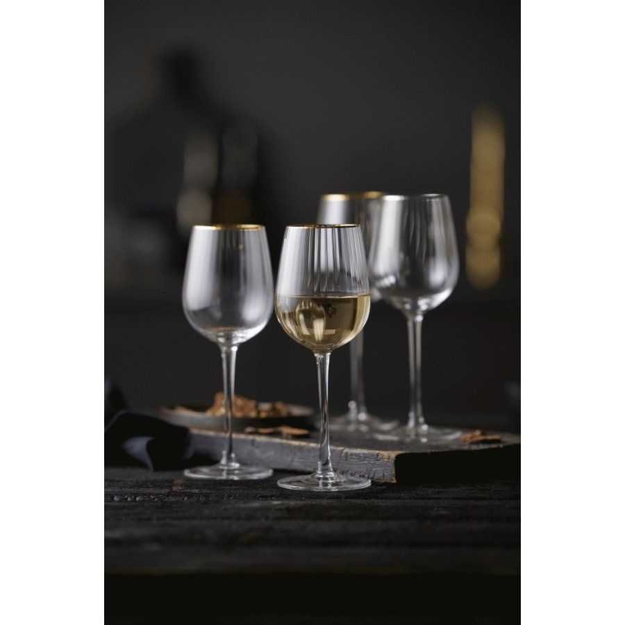 Lyngby Glas Palermo Gold Hvidvinsglas 4 stk. 30 cl