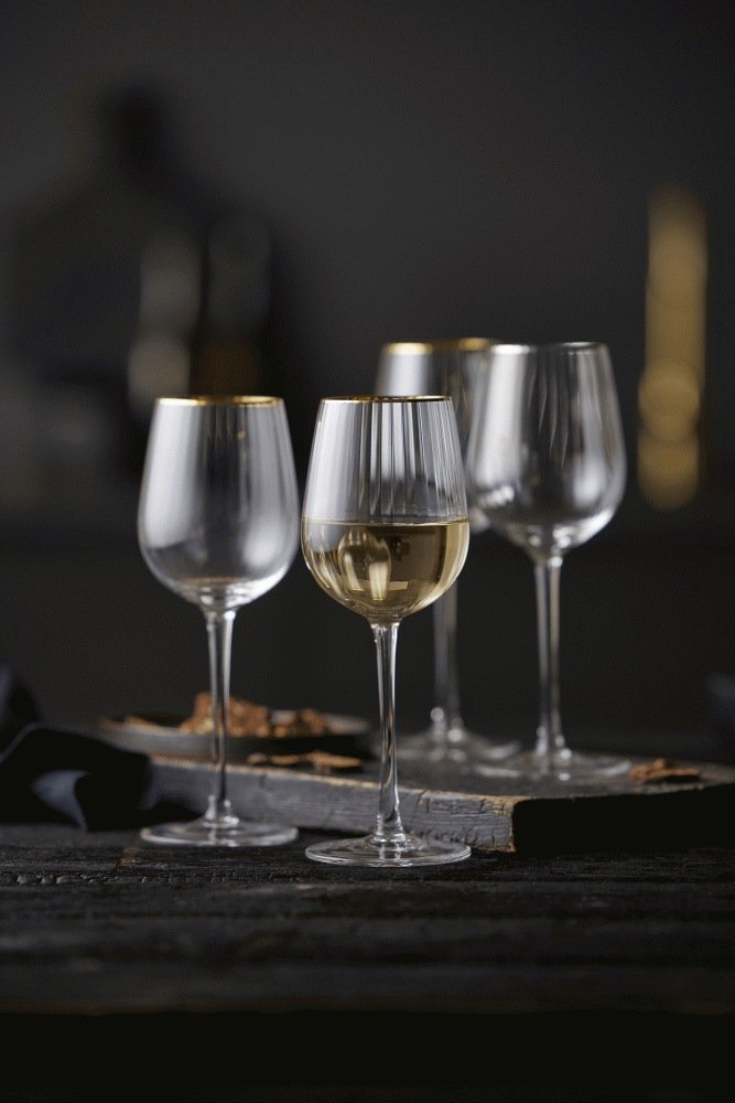 Lyngby Glas Palermo Gold Hvidvinsglas 4 stk. 30 cl