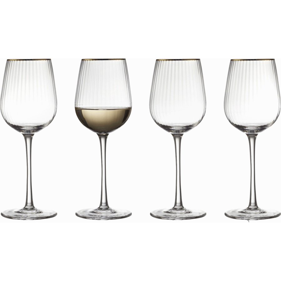 Lyngby Glas Palermo Gold Hvidvinsglas 4 stk. 30 cl