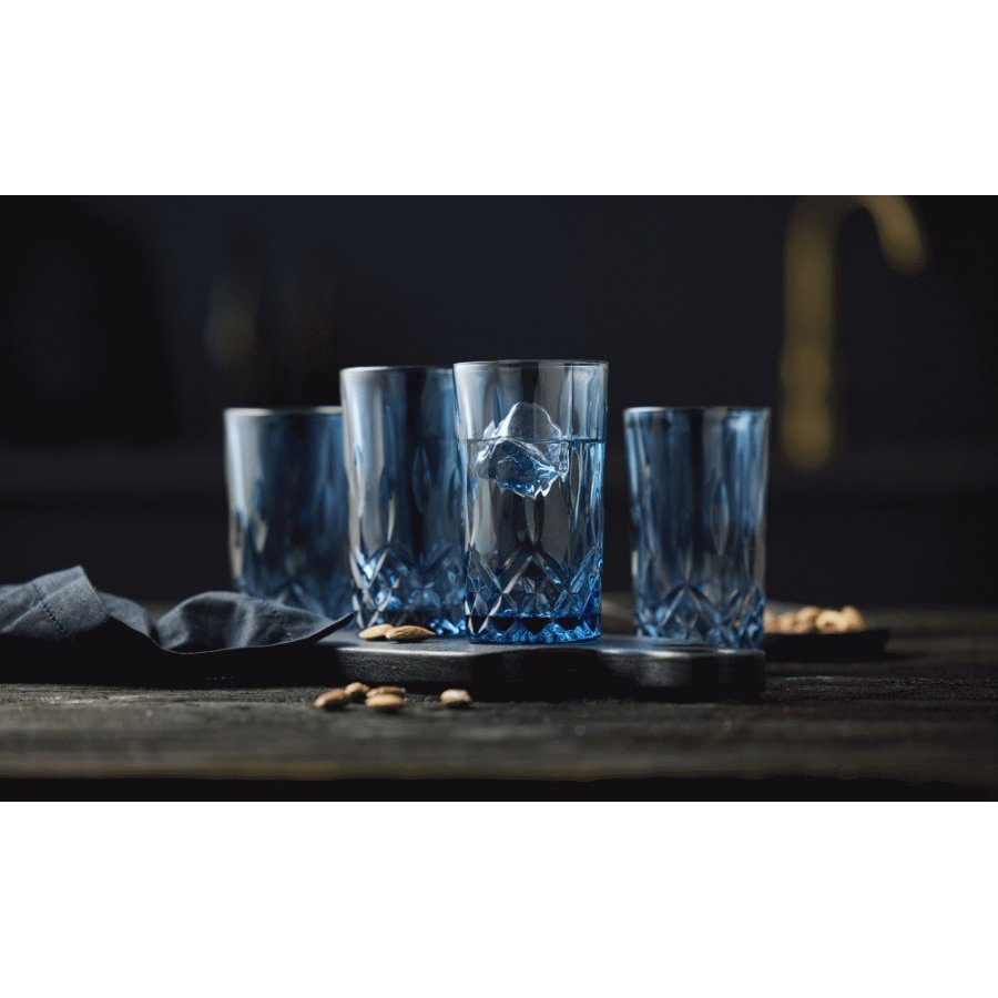 Lyngby Glas Sorrento Highball Glas 4er Set 38 cl, Blau