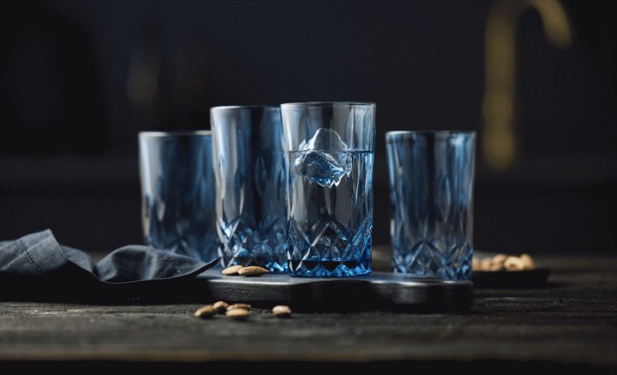 Lyngby Glas Sorrento Highball Glas 4er Set 38 cl, Blau