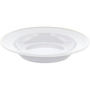 Pillivuyt Plissé Dyb Tallerken 22 cm, Hvid/Mat Guld