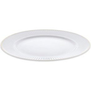 Pillivuyt Plissé Tallerken 22 cm, Hvid/Mat guld