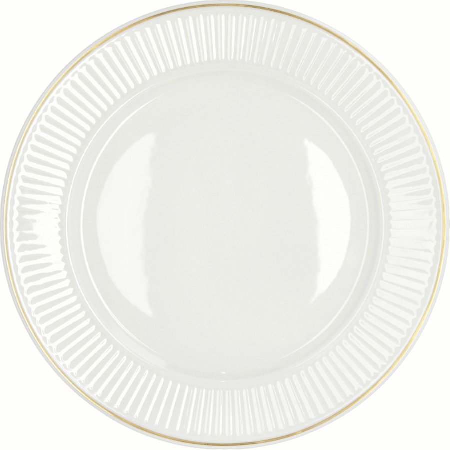 Pillivuyt Pliss Teller 28 cm, Wei/Mattgold