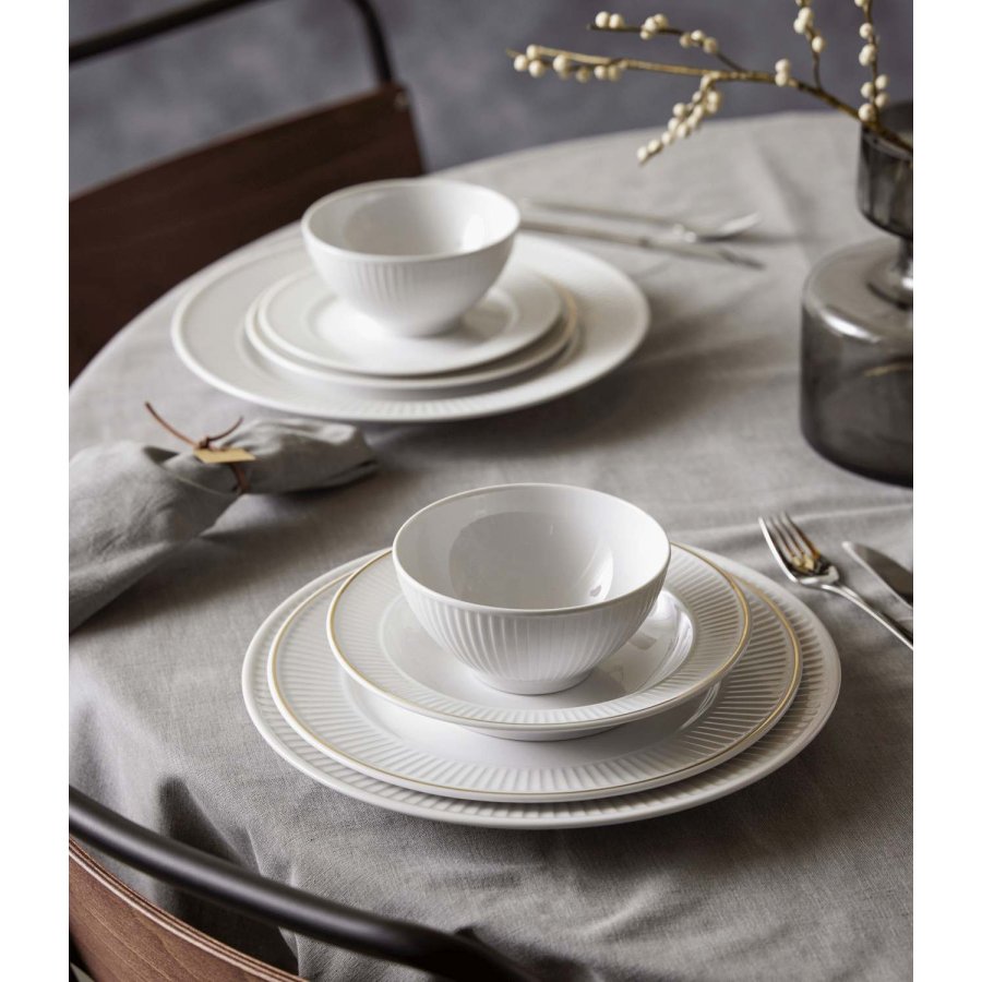 Pillivuyt Pliss Teller 28 cm, Wei/Mattgold